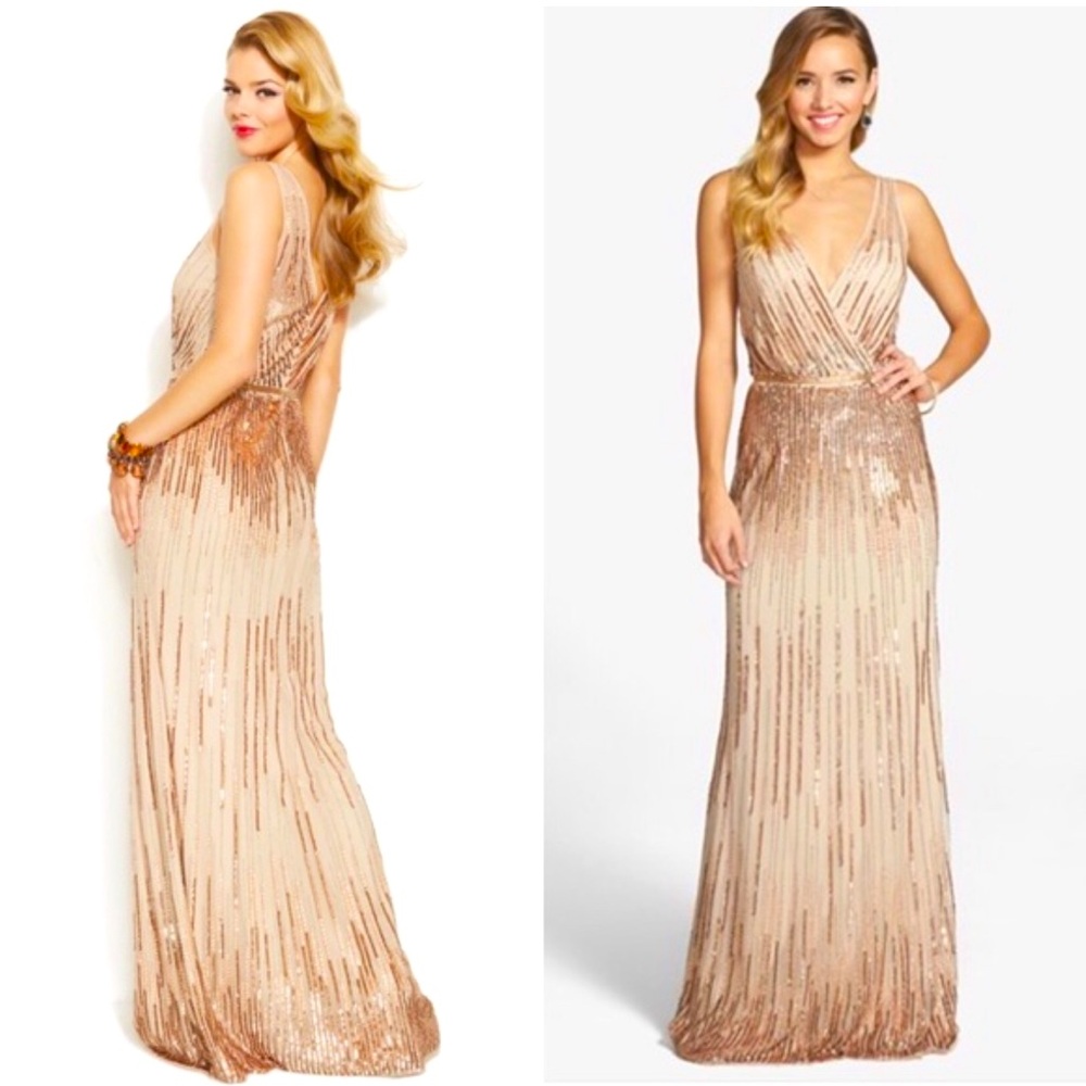 NWT Adriana Papell Champagne Sequin bridesmaids dress